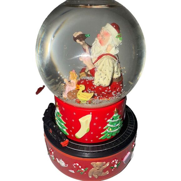 Hallmark 2001 Coca-Cola Santa Christmas Musical Snow Globe Moving Train Working - Picture 3 of 7